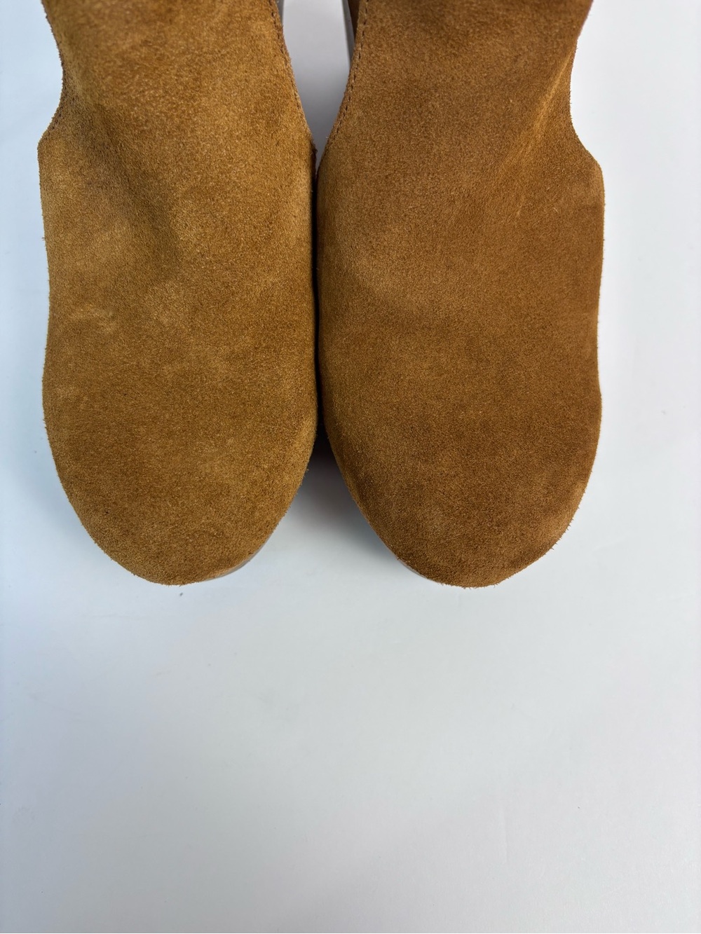 Free People Clog Heels Suede Chunky Wood Platform Block Heel Shoe Brown Sz 39/9 - Picture 6 of 16